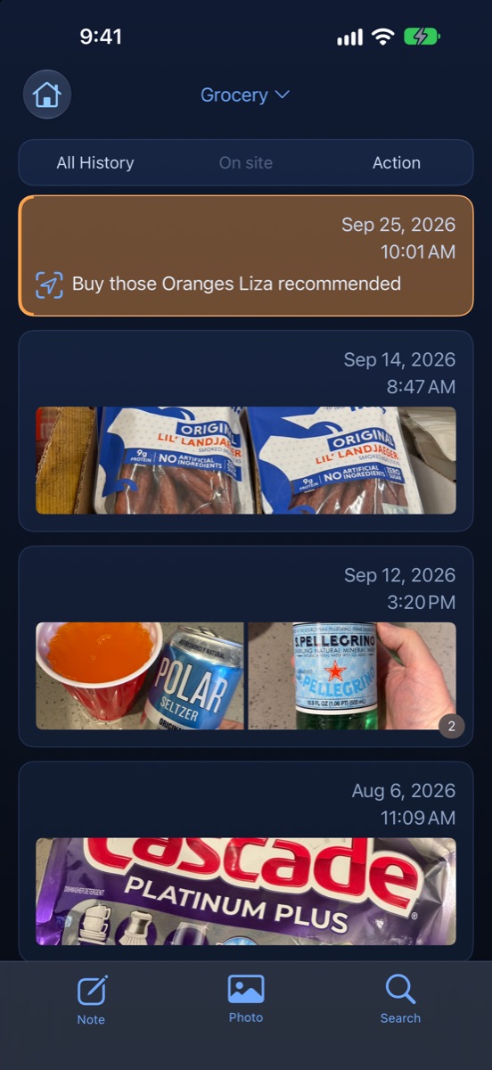 The Grocery place's feed: an alert and several photos of products